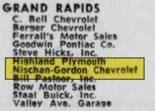Nischan Gordon Chevrolet - Dec 1961 Mention (newer photo)